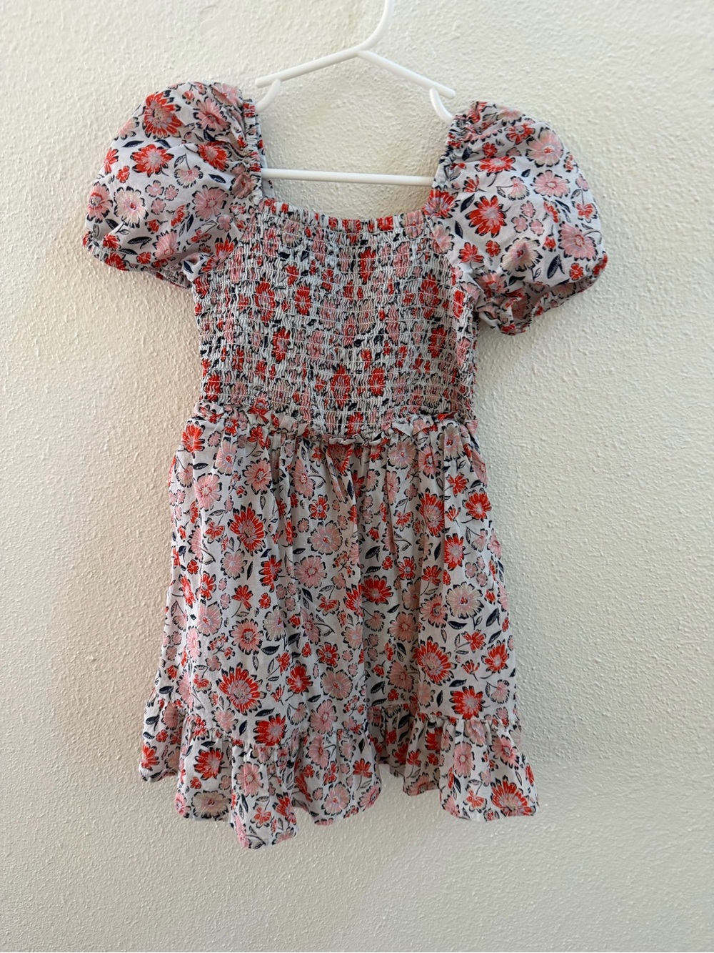 Vineyard Vines Pink & Red Floral Smocked Puff-Sleeve Dress